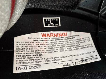 Shoei Hornet ADV Warning Sticker