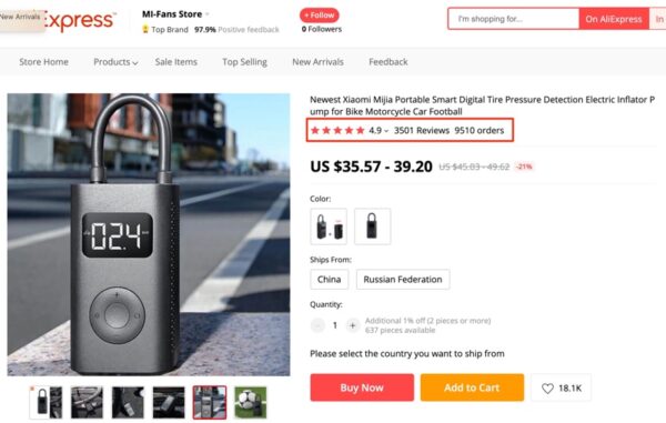 AliExpress Tire Pump Page