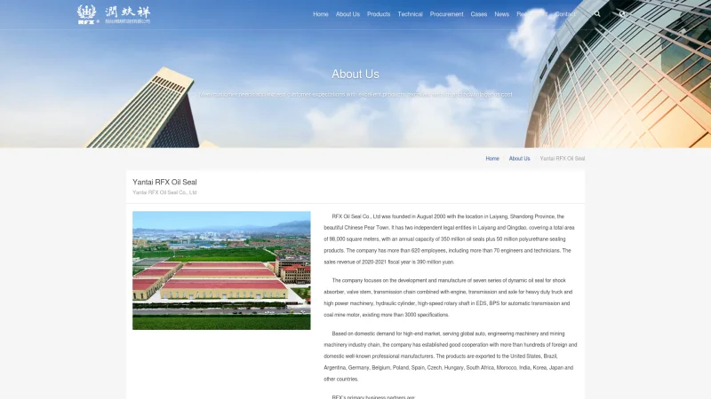 YANTAI RUNFUXIANG OIL SEAL CO.,LTD website screenshot