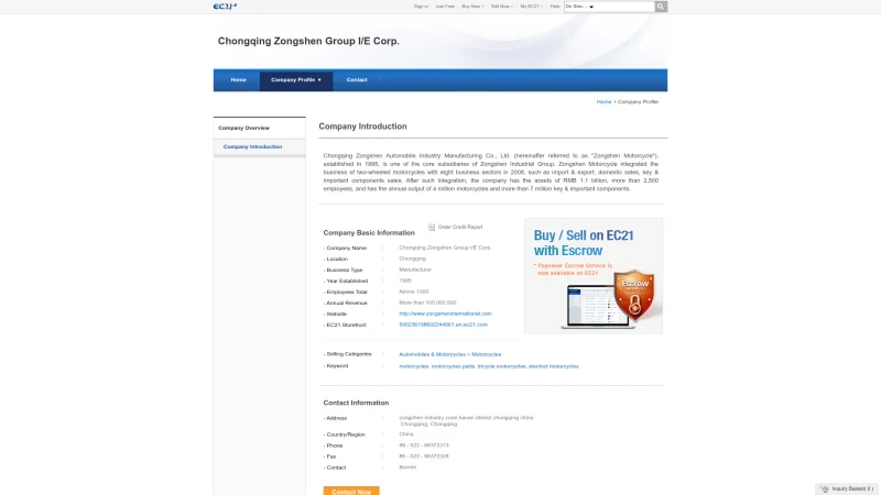 CHONGQING ZONSEN GROUP I/E CO. – ZONSEN MOTORCYCLE website screenshot