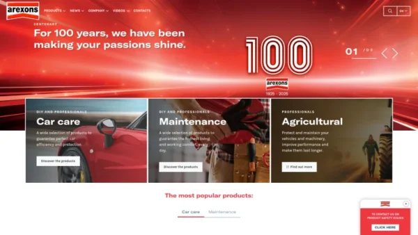 AREXONS website screenshot