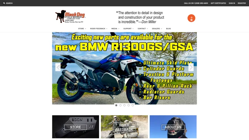 BLACK DOG CYCLE WORKS website screenshot