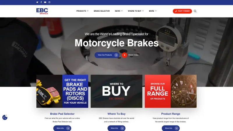 EBC BRAKES USA website screenshot