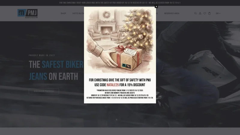 PMJ – UNLIMITED PROTECTION – PMJ – BIKER JEANS website screenshot