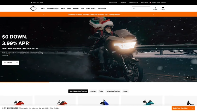 HARLEY-DAVIDSON website screenshot