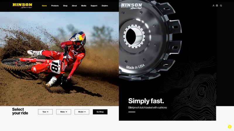 HINSON CLUTCH COMPONENTS website screenshot
