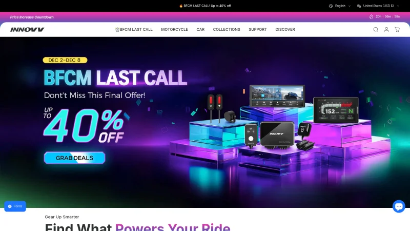 INNOVV CAMERAS website screenshot
