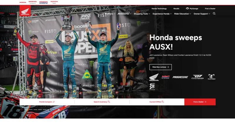 HONDA POWERSPORTS ACCESSORIES website screenshot