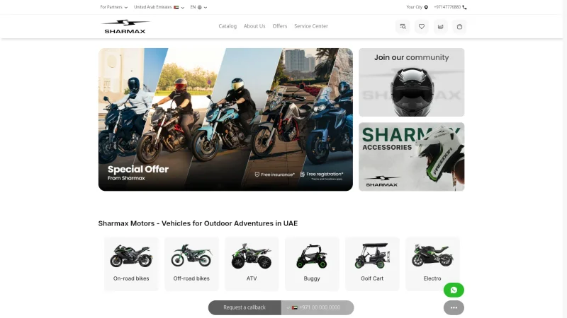 SHARMAX MOTORS website screenshot