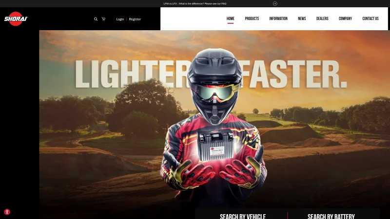 SHORAI BATTERIES website screenshot