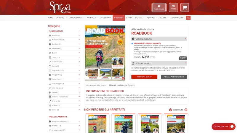 SPREA S.P.A. – ROADBOOK – MOTORRAD ITALIA website screenshot