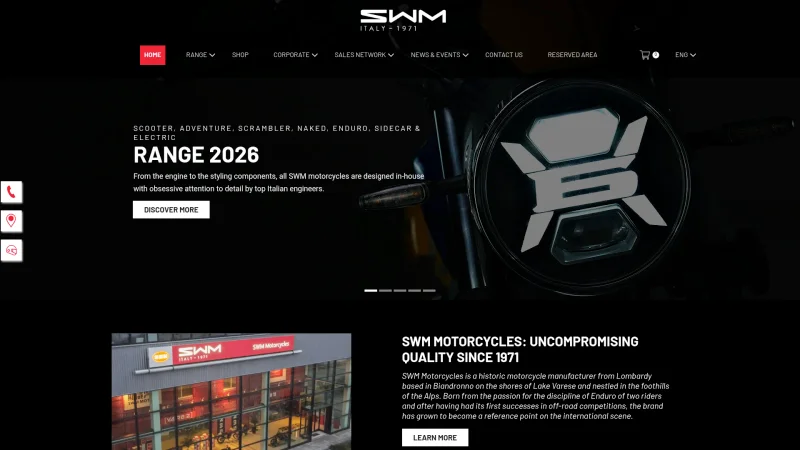 SHINERAY – SWM MOTORCYCLES S.R.L. website screenshot