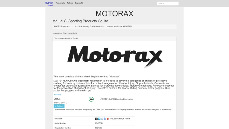 MO LEI SI SPORTING PRODUCTS (GUANGZHOU) CO., LTD website screenshot