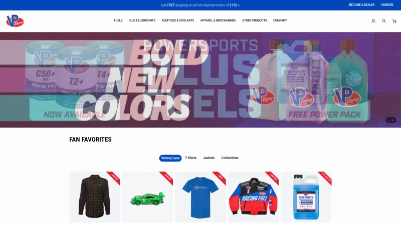 VP RACING FUELS website screenshot