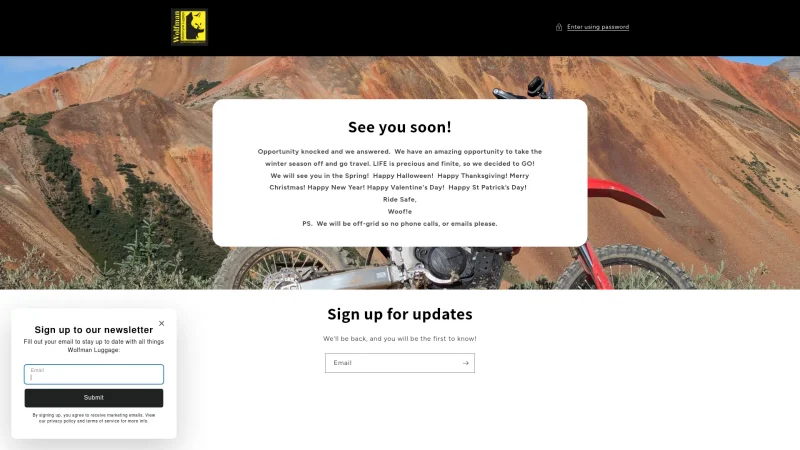 WOLFMAN LUGGAGE website screenshot