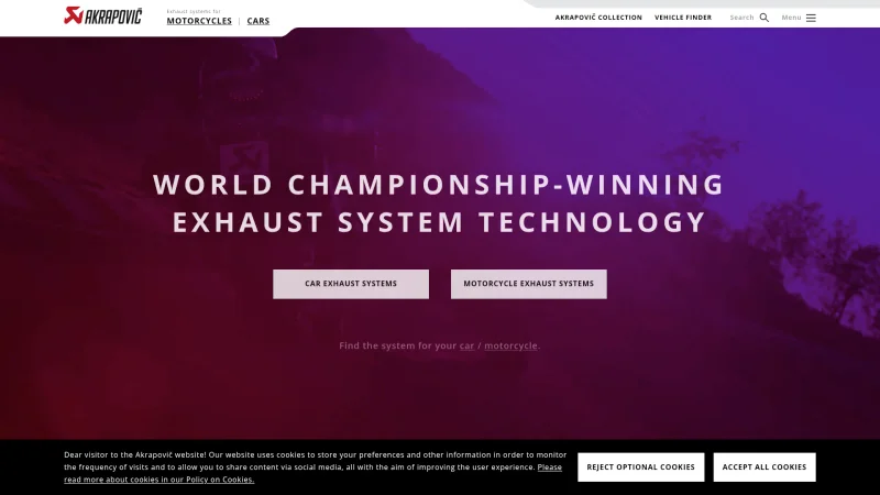 AKRAPOVIČ D.D. website screenshot