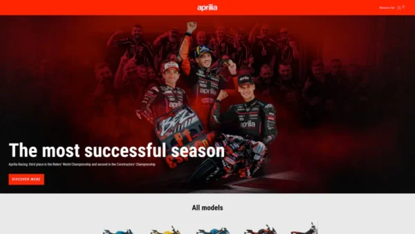APRILIA – PIAGGIO & C S.P.A. website screenshot