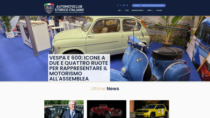 ASI – AUTOMOTOCLUB STORICO ITALIANO website screenshot