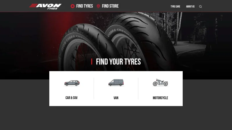 AVON MOTORCYCLE TYRES website screenshot