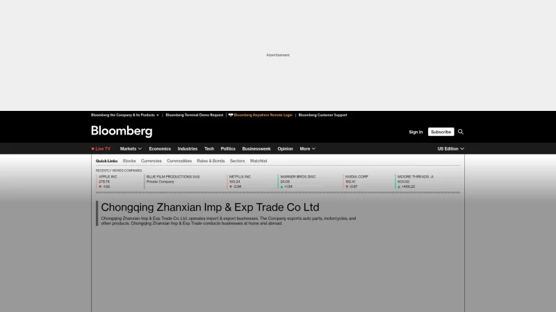 CHONGQING ZHANXIAN IM & EX CO.,LTD. website screenshot