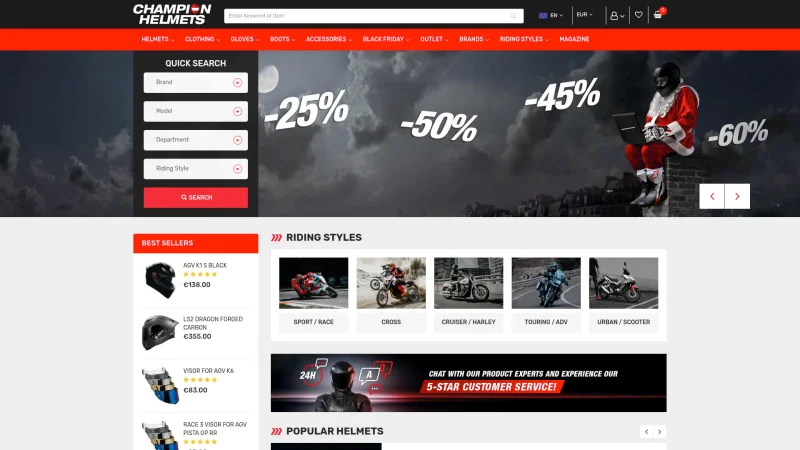 CHAMPION HELMETS website screenshot