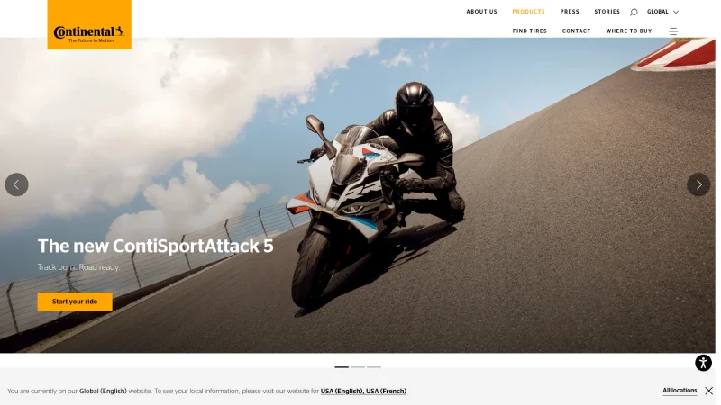 CONTINENTAL MOTORCYCLE TIRES website screenshot