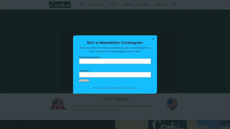 CORBIN SEATS website screenshot