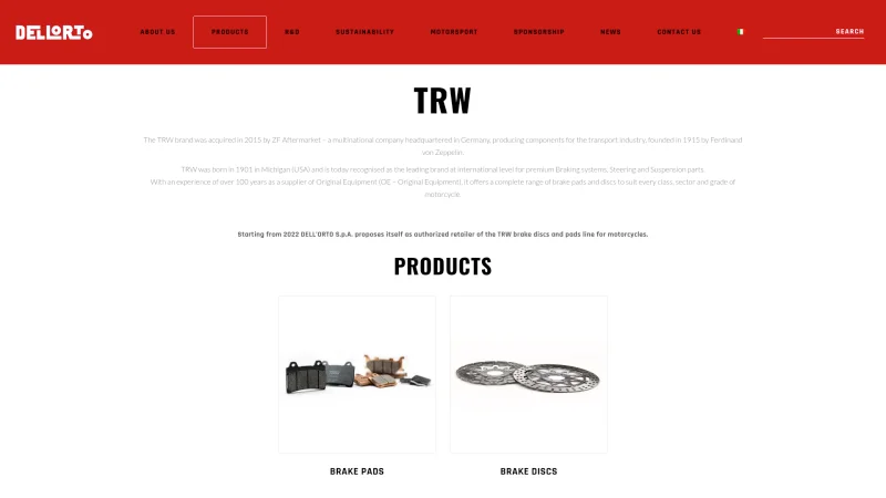 ZF ITALIA – TRW – DELL’ORTO S.P.A. website screenshot
