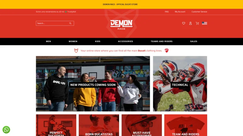 DUCATI MERCHANDISE DEMON RACE website screenshot