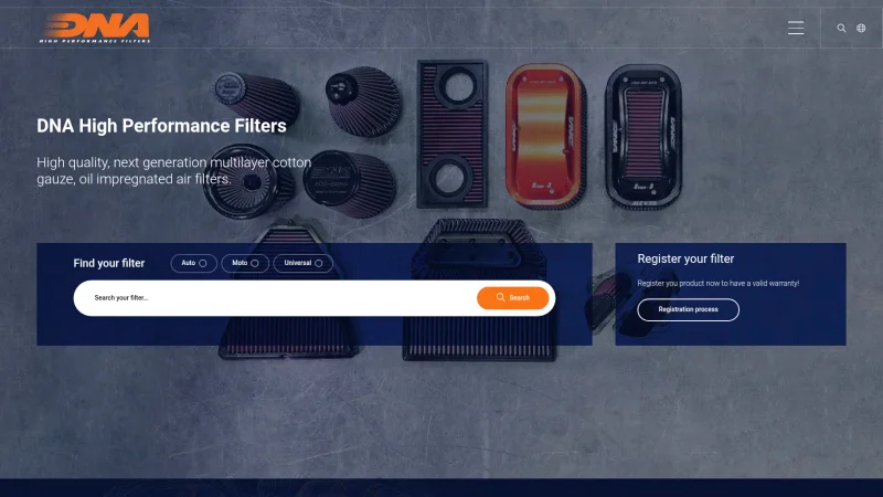 DNA FILTERS website screenshot