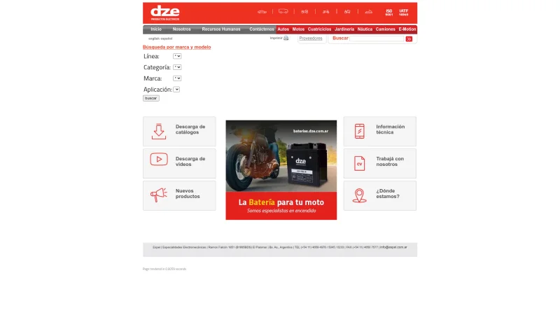 DZE PRODUCTS website screenshot
