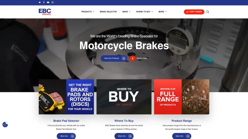 EBC BRAKES website screenshot