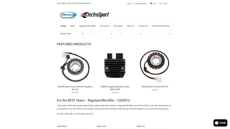 ELECTROSPORT website screenshot