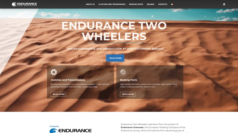 ENDURANCE TWO WHEELERS S.P.A website screenshot