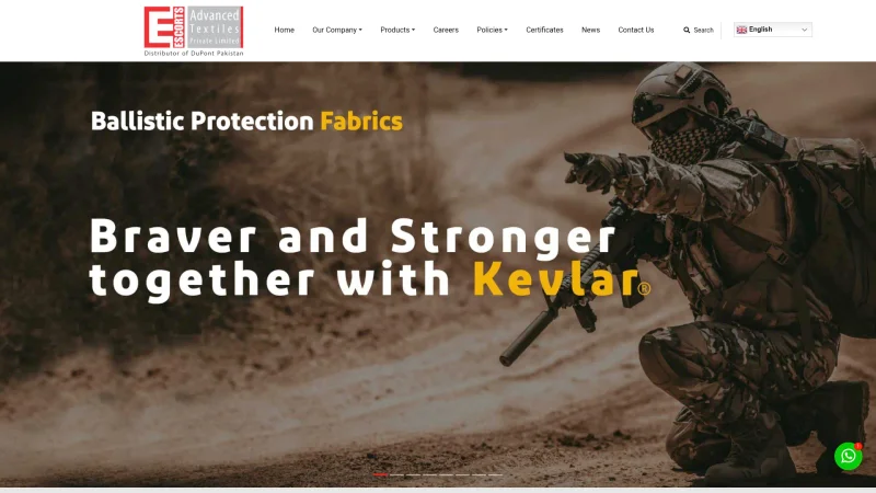 ESCORTS ADVANCED TEXTILES website screenshot