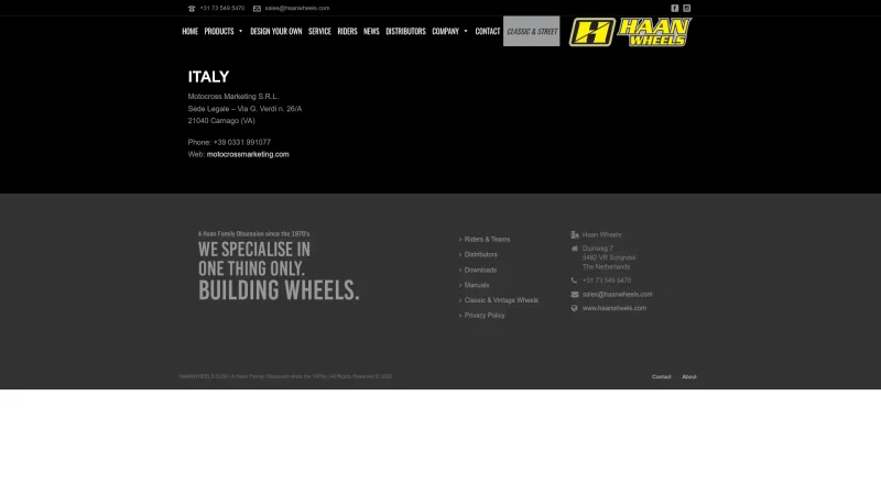 HAAN WHEELS SPORT BV website screenshot