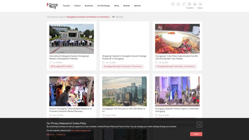 CHONGQING MUNICIPAL COMMISSION OF COMMERCE website screenshot