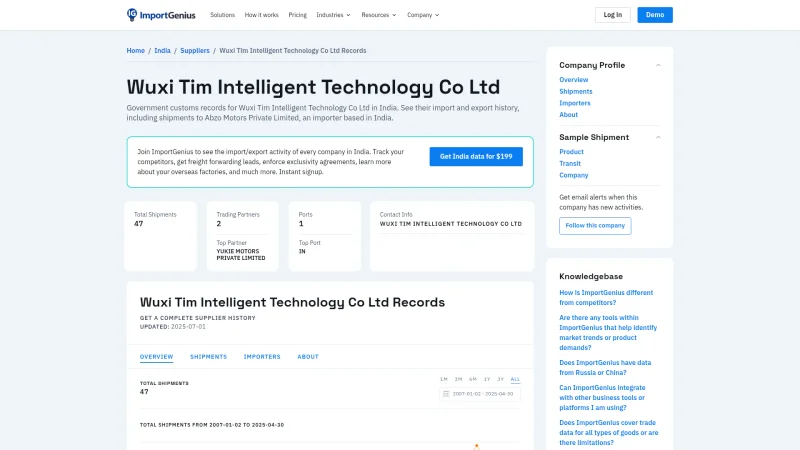 WUXI TIM INTELLIGENT TECHNOLOGY CO.,LTD website screenshot