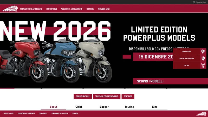 INDIAN MOTORCYCLE – EGIMOTORS SRL website screenshot