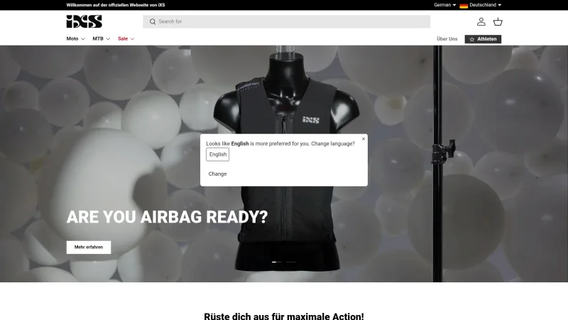IXS MOTORCYCLE GEAR website screenshot