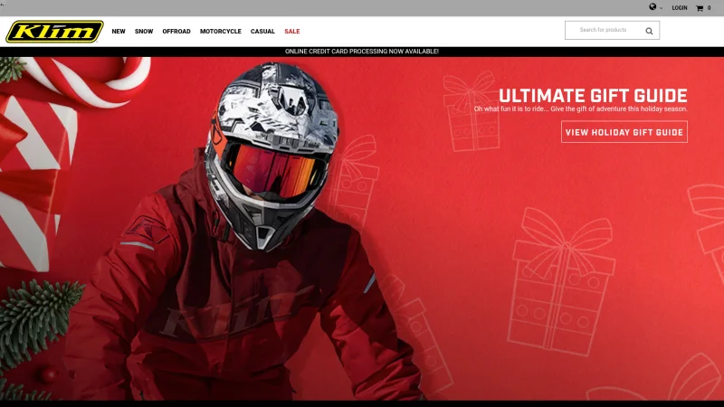 KLIM TECHNICAL RIDING GEAR website screenshot
