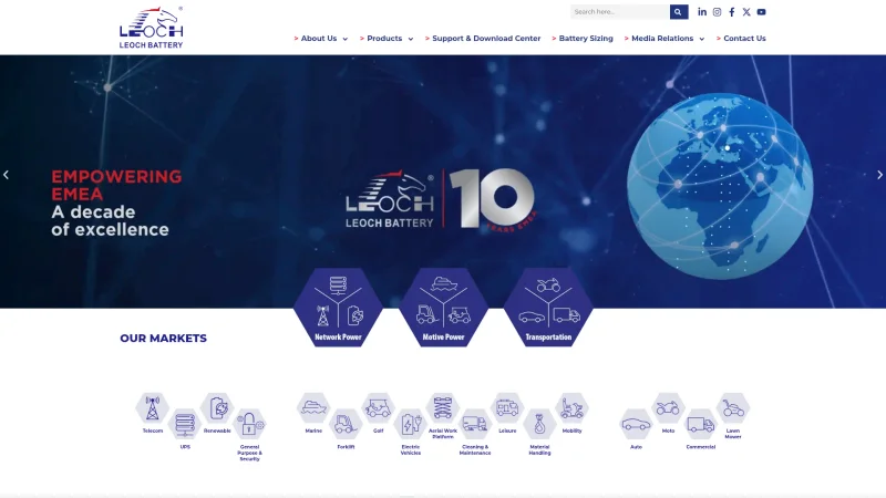 LEOCH EUROPE S.A. website screenshot