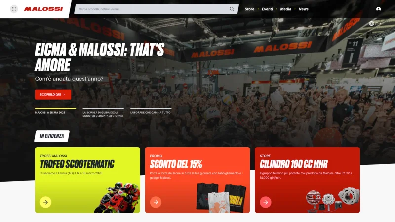 MALOSSI S.P.A. website screenshot