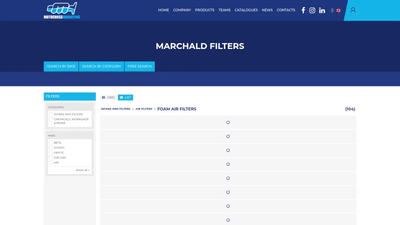 MARCHALD FILTERS website screenshot