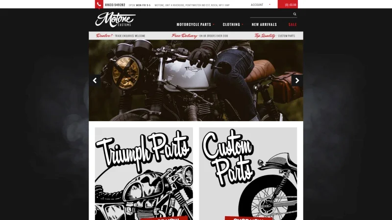 MOTONE CUSTOMS website screenshot