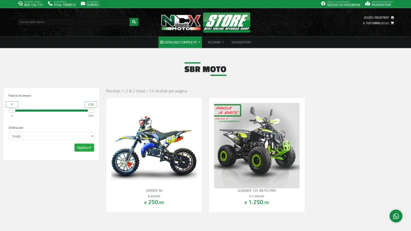 SBR MOTO – NCX MOTO S.R.L. website screenshot