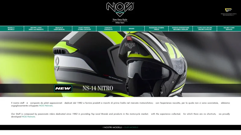 NOS HELMETS website screenshot