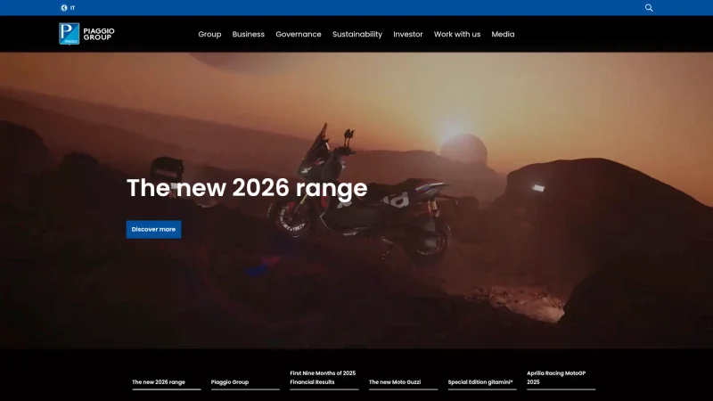 MOTO GUZZI – PIAGGIO & C S.P.A. website screenshot
