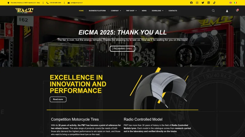 PMT TYRES website screenshot
