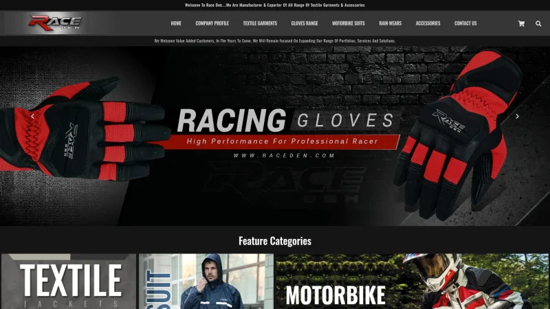RACE DEN website screenshot